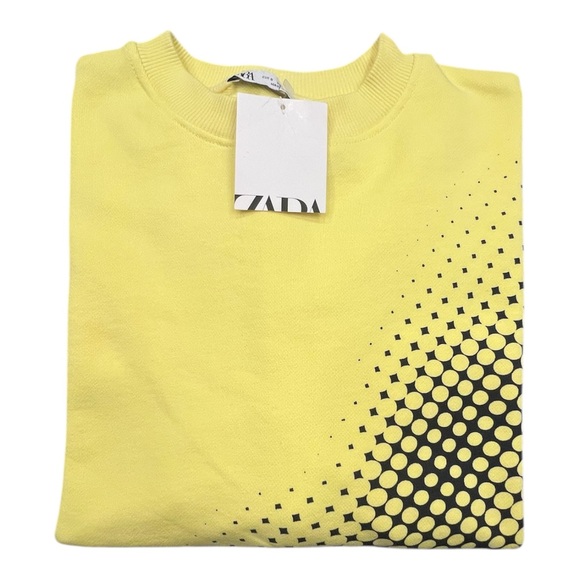 ZaraMen's Crewneck Sweater in Yellow with Black Graphic - Picture 7 of 9